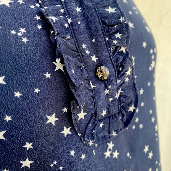 KATE SPADE Silk Navy Blue & Stars Dress Sz S Nautical Patriotic Summer 4th July - Picture 5 of 12